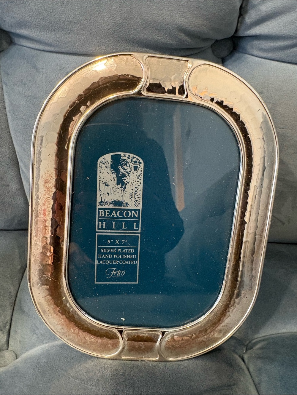 Beacon Silver-Plated Hammered Oval Photo Frame - Silver